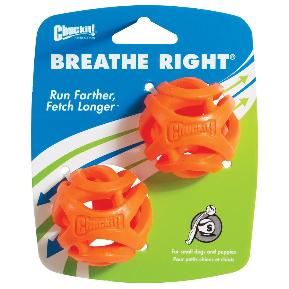 Breathe Right Dog Toy Fetch Ball Orange 2 Pk, Small