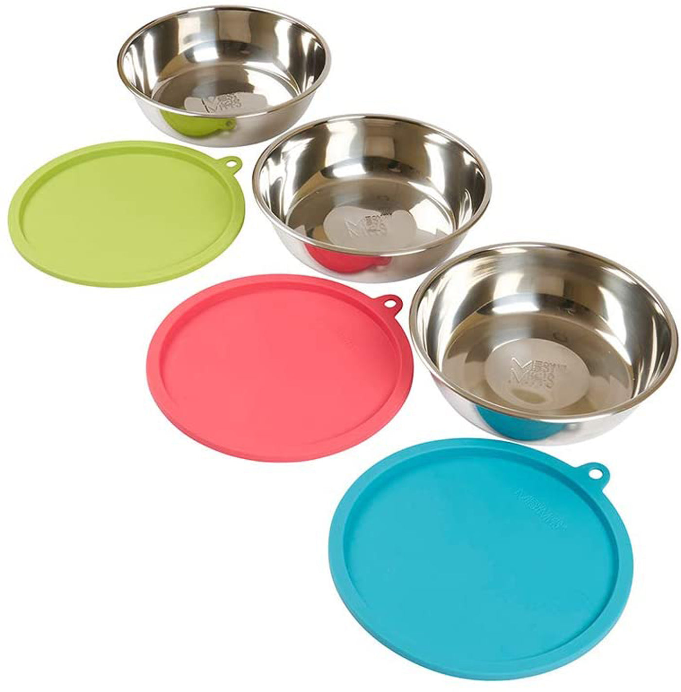 Messy Mutts Dog Bowl and Lid Set 3 Cup 6 Pack