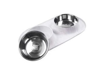 Messy Mutts Dog Double Feeder Marble