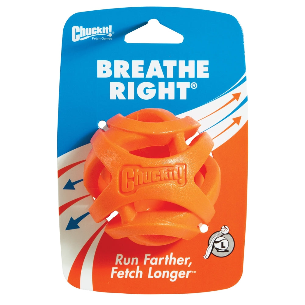 Breathe Right Dog Toy Fetch Ball Orange Medium