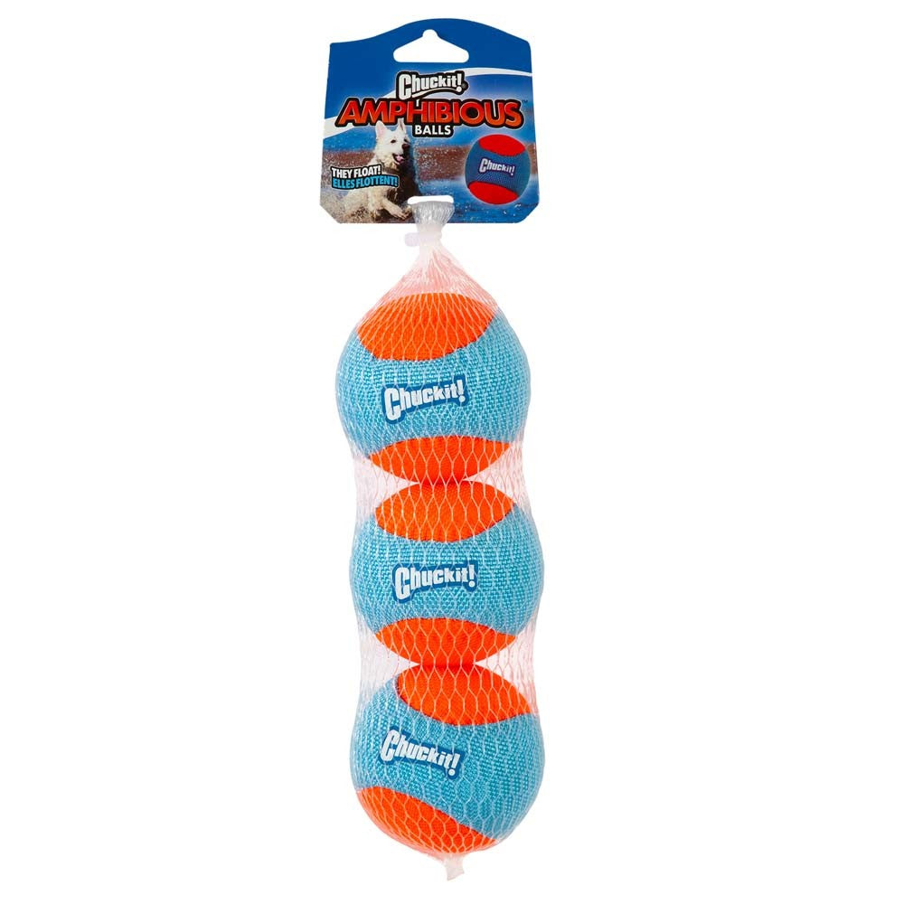 Amphibious Balls Dog Toy Blue, Orange 3 Pk, Medium