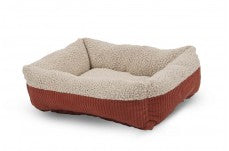 Self Warming Rectangular Dog Lounger Bed Barn Red, Cream