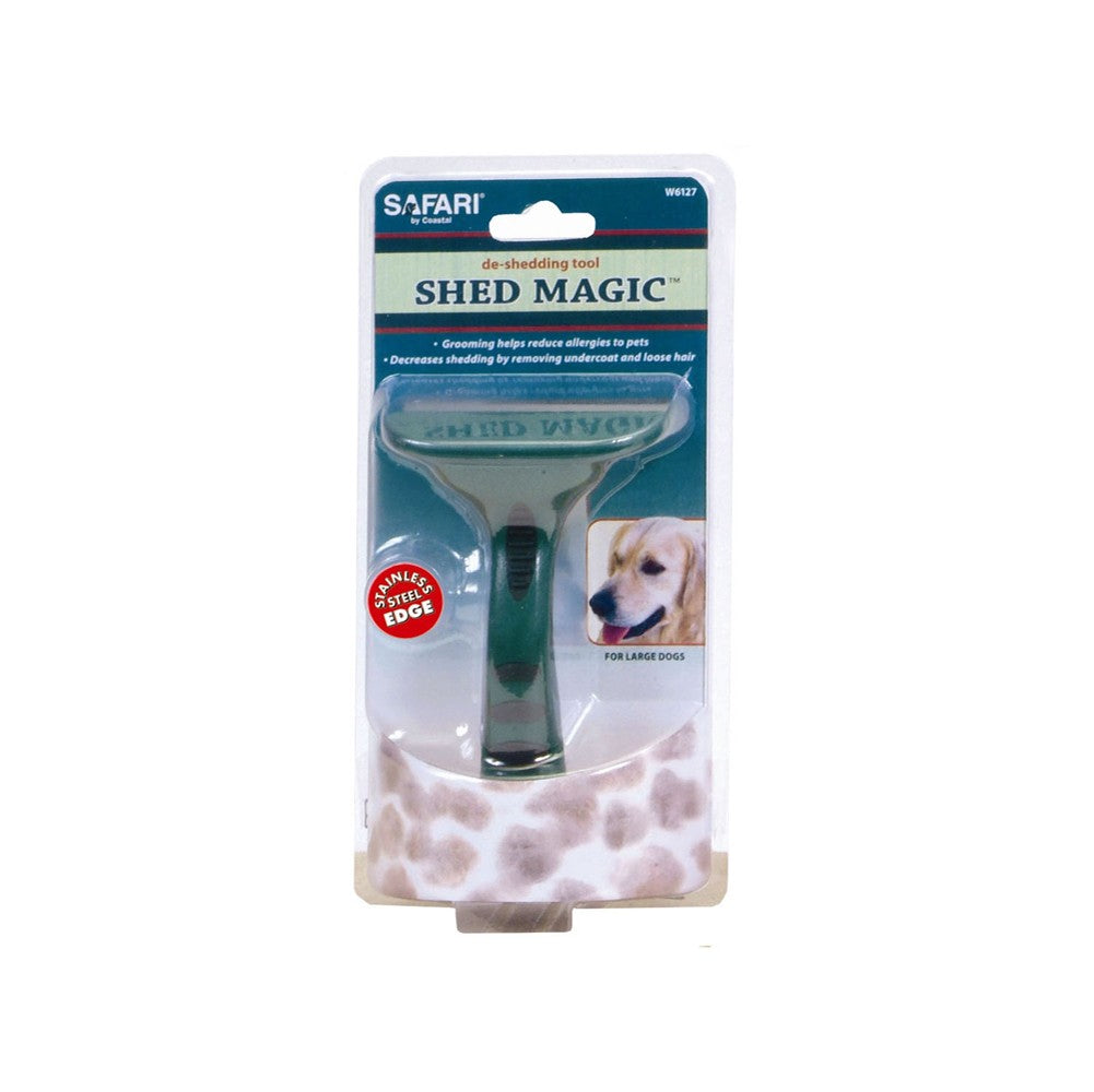 Coastal Safari Shed Magic De-Shedding Tool For Dogs W/Medium To Long Hair Light Green, Dark Green Large