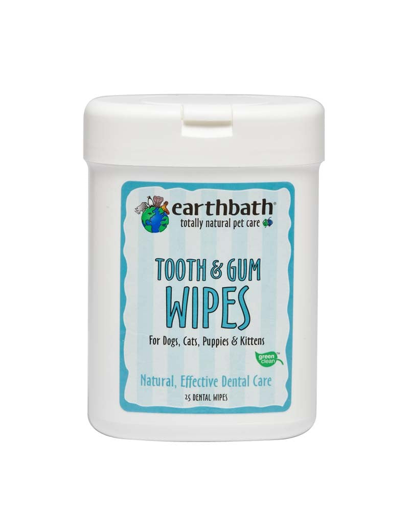 Earthbath Tooth and Gum Wipes For Dogs, Cats, Puppies, and Kittens 25 Ct