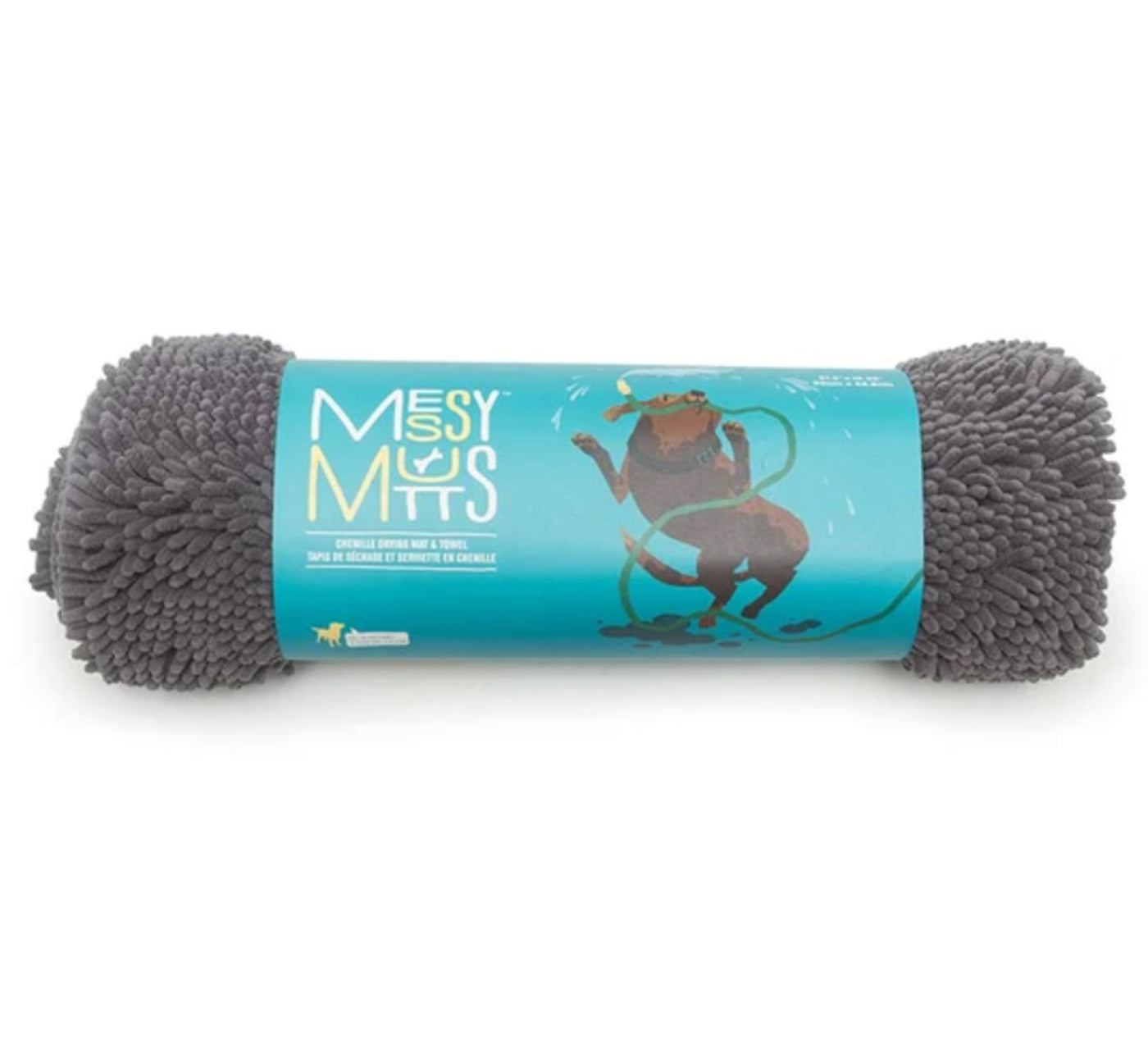 Messy Mutts Dog Drying Mat and Towel Cool Grey Small