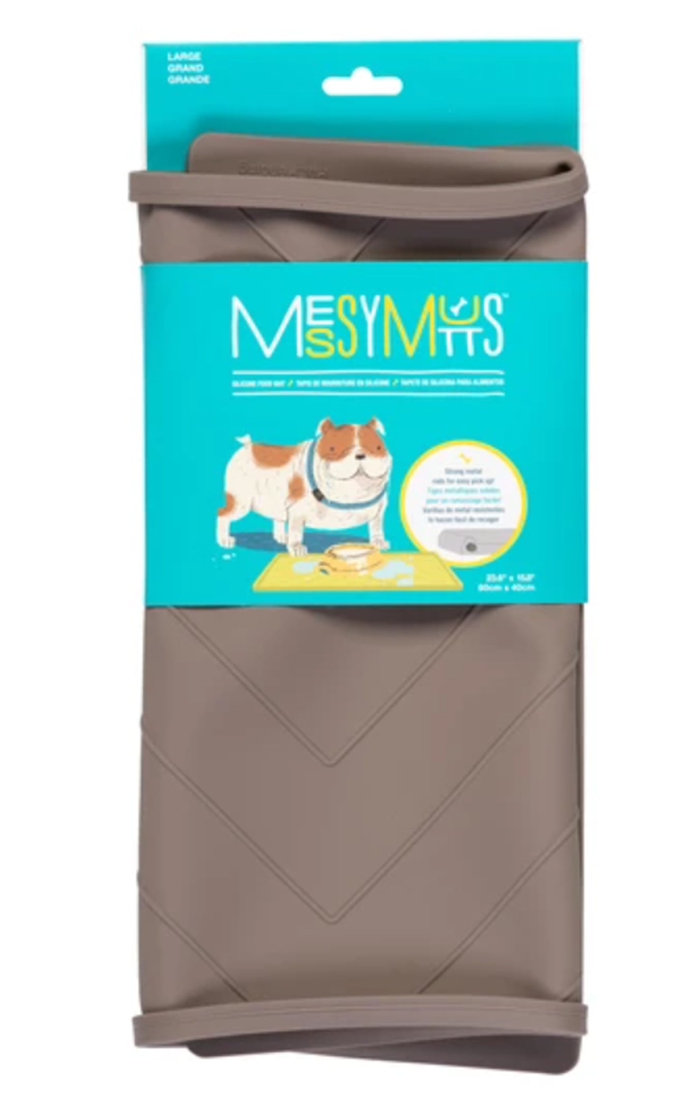 Messy Mutts Dog Silicone Mat Metal Rods Grey Large