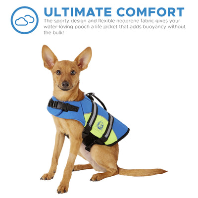 Dog Life Jacket Blue/Yellow Neoprene by Paws Aboard