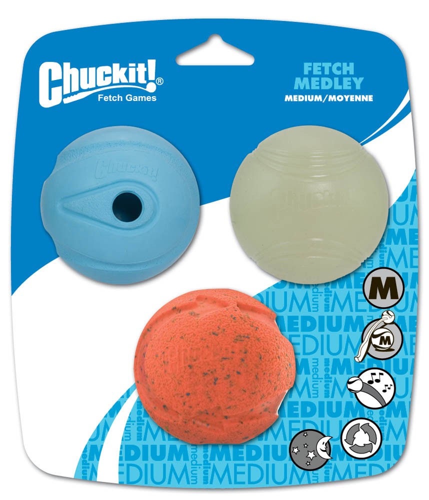 Fetch Medley Balls Dog Toy Assortment Fetch Medley 1 Multi-Color 3 Pk, Medium
