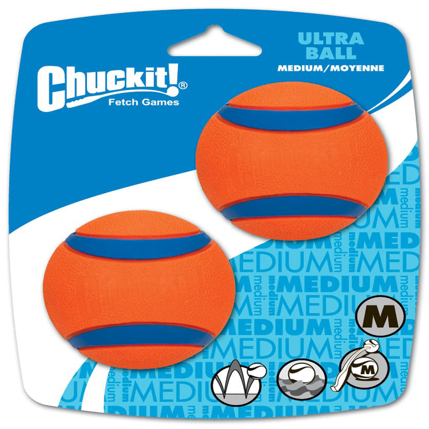 Ultra Ball Dog Toy Blue, Orange 2 Pk, Medium