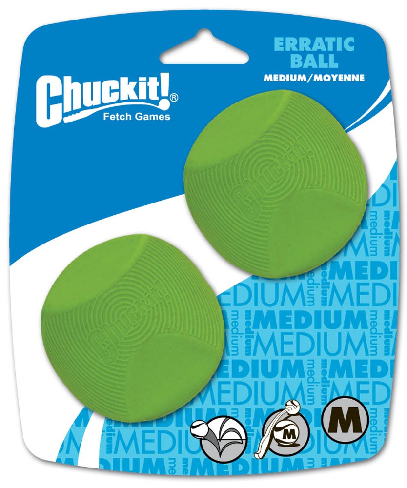 Erratic Dog Toy Ball Green 2 Pk, Medium