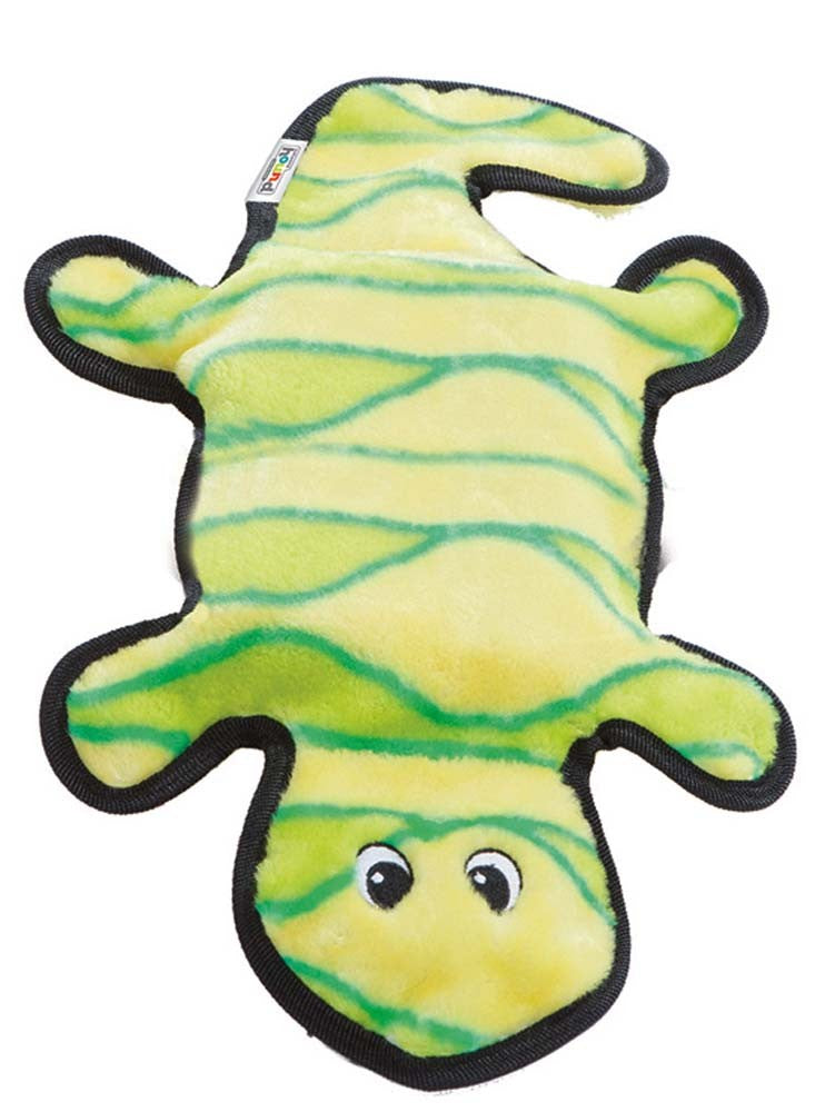 Outward Hound Invincibles Dog Toy Gecko 4 Squeakers Yellow/Green Large