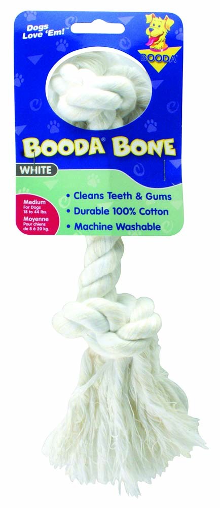 Booda 2-Knot Rope Bone Dog Toy 2 Knots Rope Bone White Medium