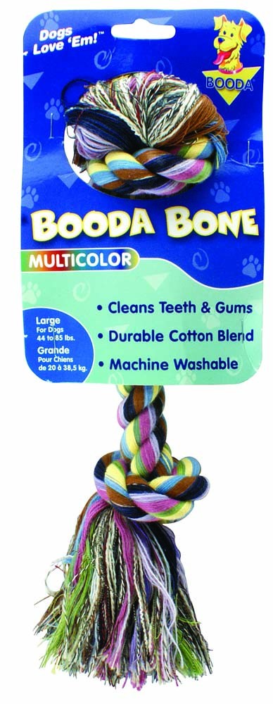 Booda 2-Knot Rope Bone Dog Toy 2 Knots Rope Bone Multi-Color Large