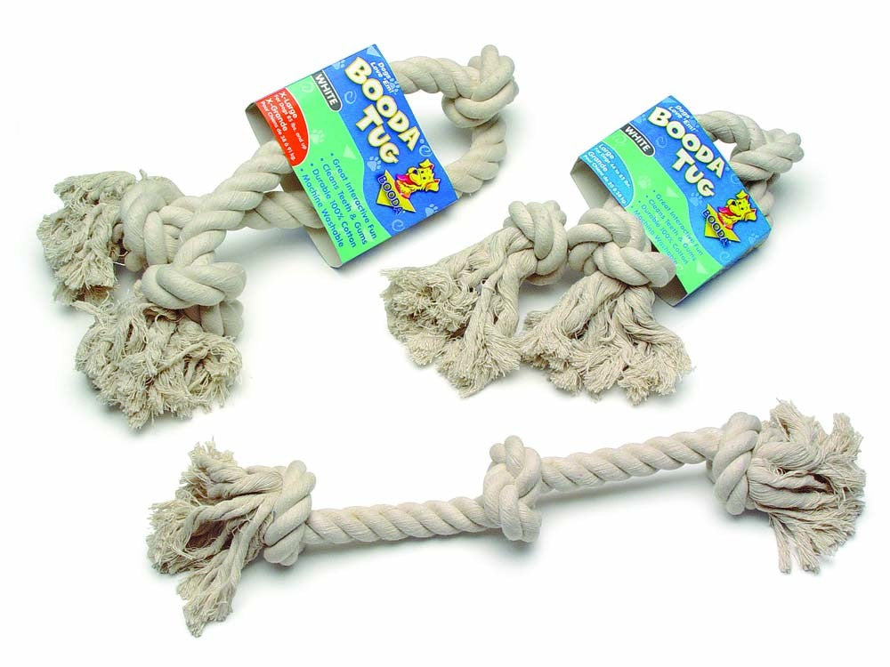 Booda 3-Knot Tug Rope Dog Toy 3 Knots White Medium