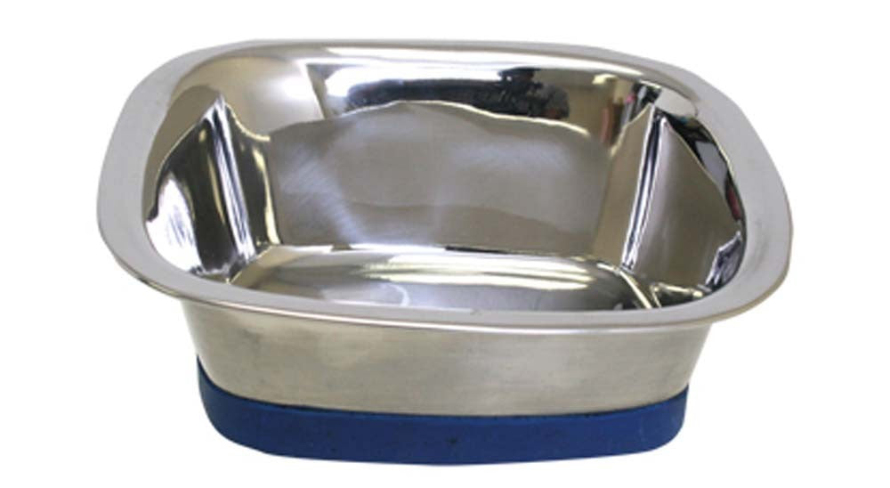 Ourpets Premium Stainless Steel Square Dog Bowl Silver Large