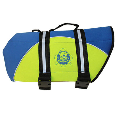 Paws Aboard Designer Dog Life Jacket in Blue/Yellow Neoprene