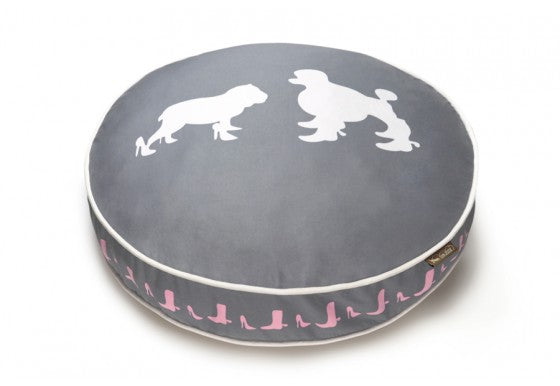 Steel Gray/White Heels and Boots Round Dog Bed