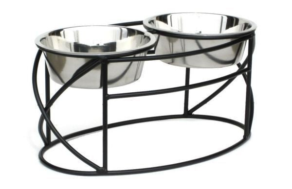 Oval Cross Raised Double Dog Diner by Pets Stop