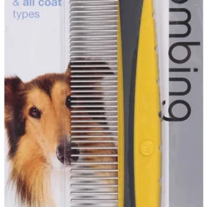 JW PET ROTATING COMFOR COMB FINE AND COARSE GREY, YELLOW SMALL, 8 In